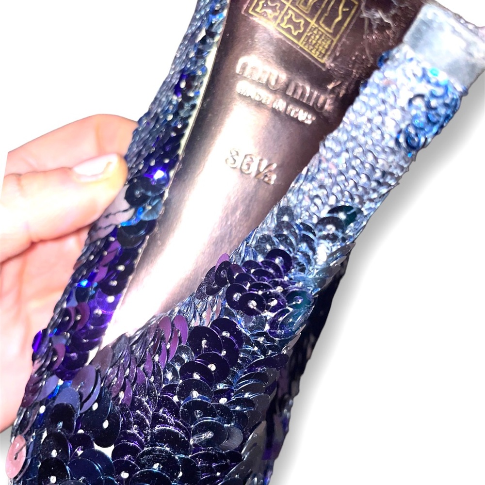 Miu Miu Sequin Heels Size 6.5 Worn Once - image 2